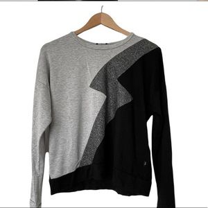 Terez Lightning Bolt Metallic Sweatshirt Size Small Black Grey Silver Soft